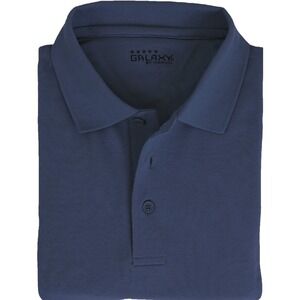 Authentic Galaxy Mens Shirt  Navy Size S Short Sleeve Polo Uniforms Cotton Blend